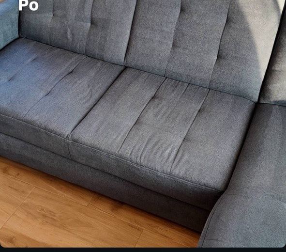 Szara kanapa po czyszczeniu